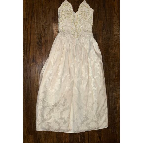 Vintage Jessica McClintock Gunne Sax Wedding Dress Embroidered Embellished 7/8 - Picture 1 of 8